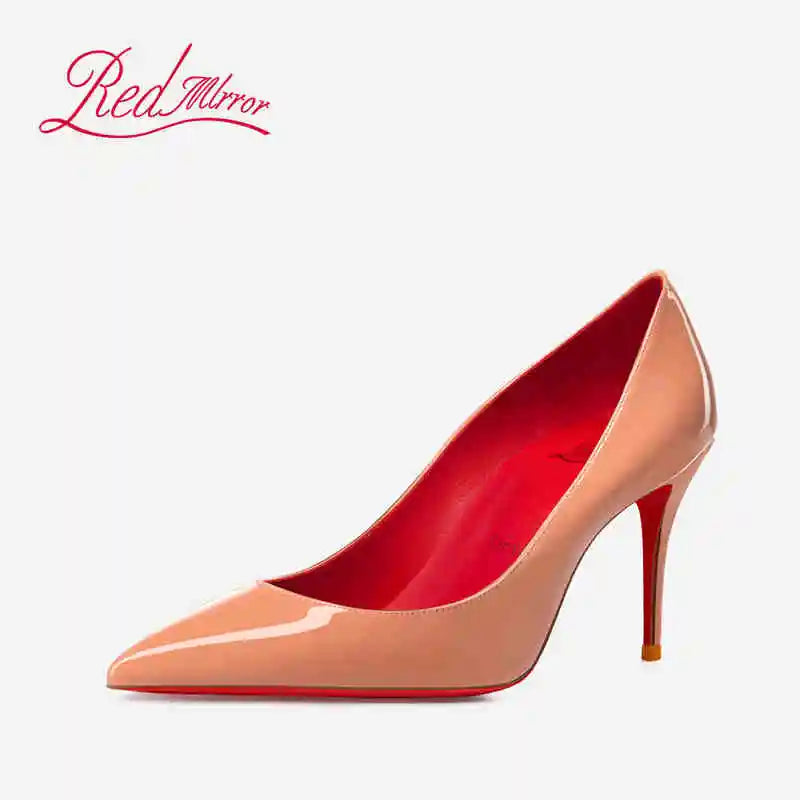 Women Heels Naked Color Women's Elegant High Heel Luxury Black Shoes Woman 2026 Red Shiny Bottoms Pointed Toe Party Ladies Women Pi-Mart