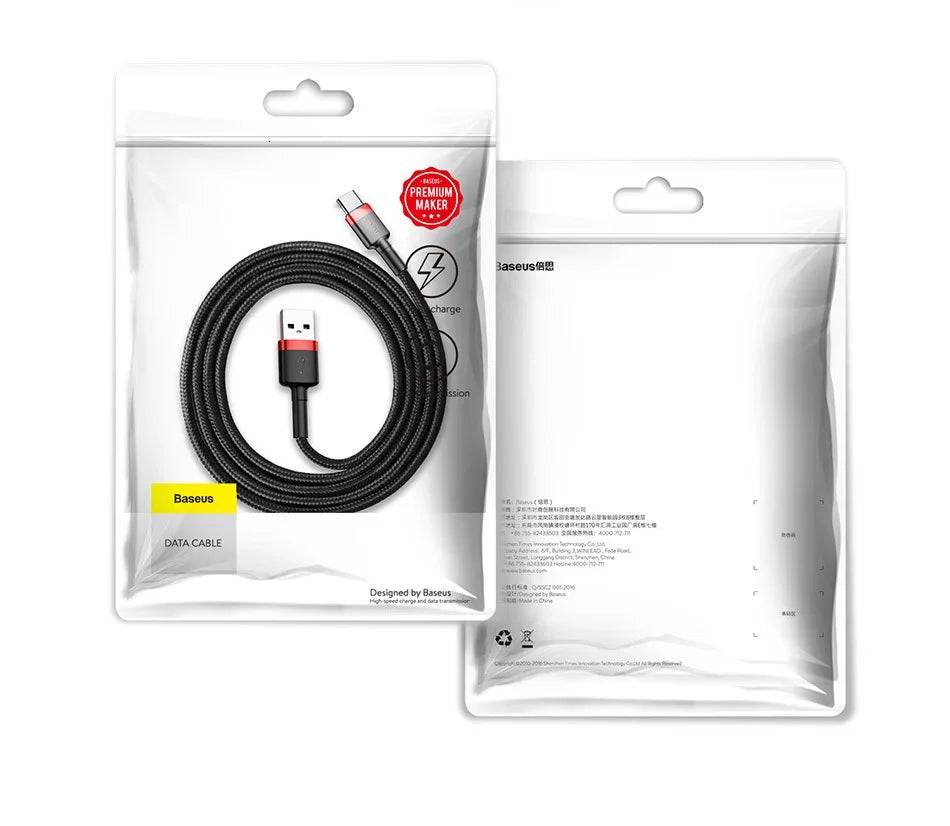 Baseus USB C Cable for oneplus 12 Quick Charge 3.0USB C Cable Fast Charging Cable Type C for Huawei Xiaomi 13 USB-C Charger Wire Pi-Mart