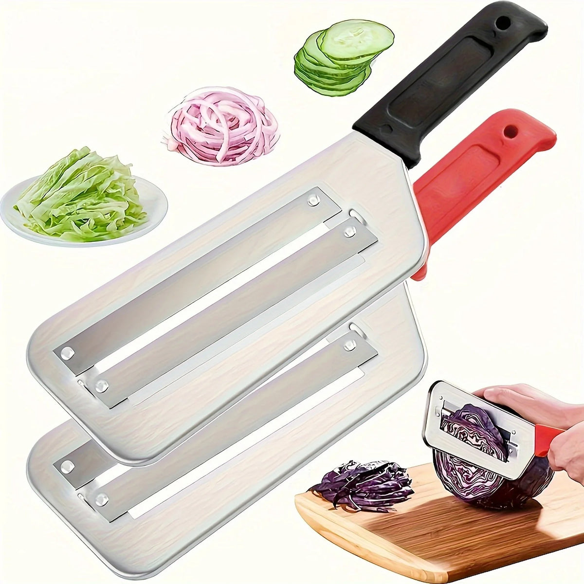 Stainless Steel Cabbage Shredder Slicer with Dual Blades, Handheld Vegetable Shredding Tool for  Salad Making Kitchen Pi-Mart