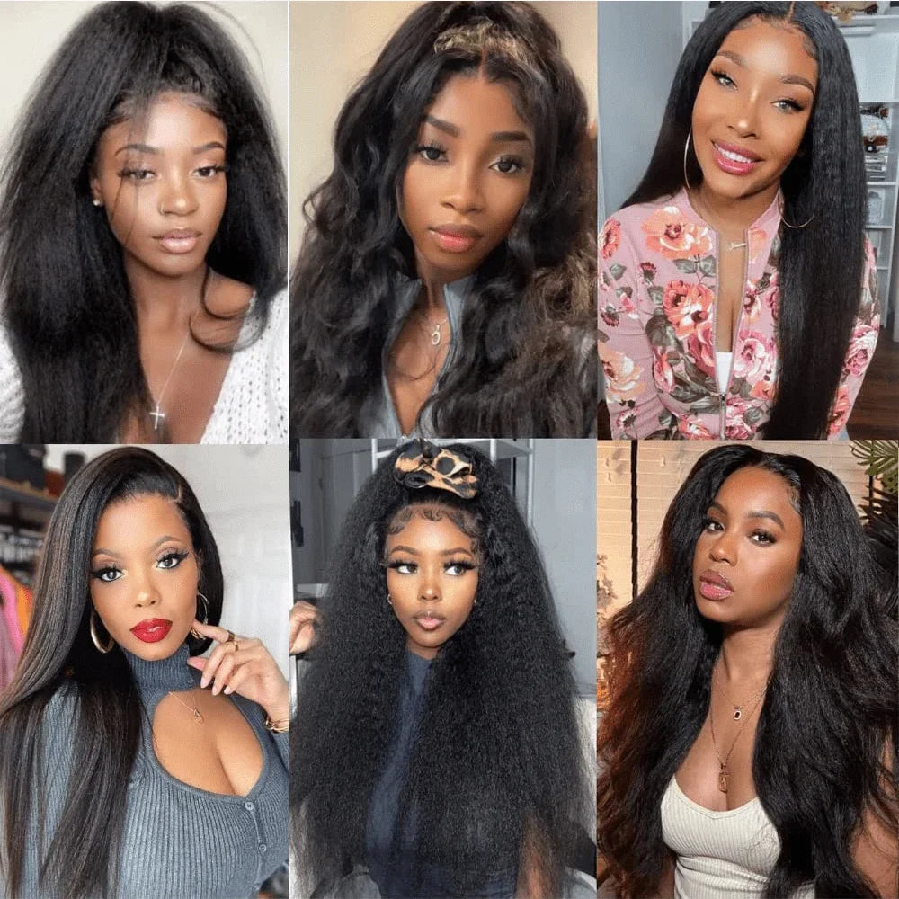 Kinky Straight Human Hair Wigs13x4 Glueless Wig 5x5 HD Lace Front Human Hair Wigs Yaki Straight Frontal Lace Wig for Black Women Ready to Go LadyShow.Store