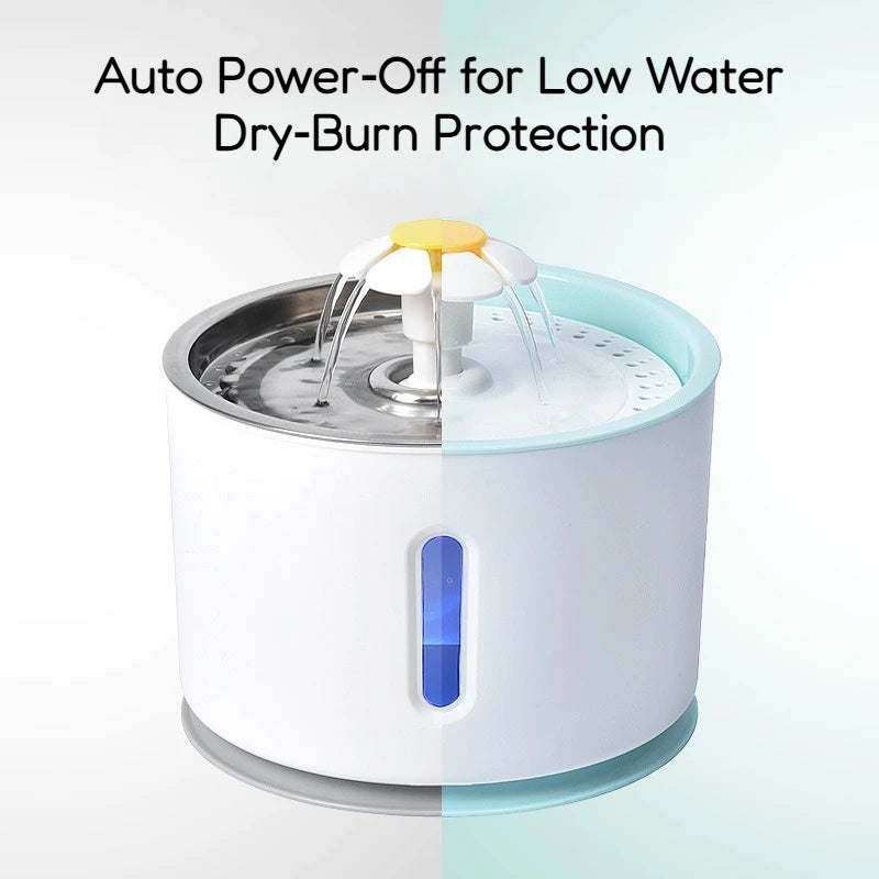 Pet Water Fountain Quiet Pump Visible Water Level 4-Layer Filter Flower Nozzle Cat Dispenser Drinking Bowl Cats Small Dogs Home Pi-Mart
