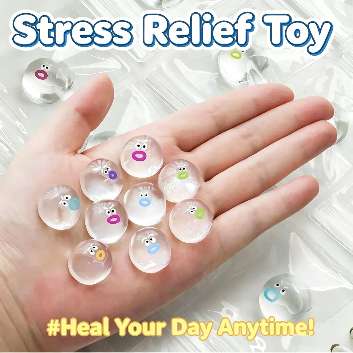 10/20/30Pcs Mini DIY Squishies Expression Squeeze Fidget Toy Emotion Fidget Poppers Sensory Fidget Toys Cute Desk Accessory Gift Pi-Mart