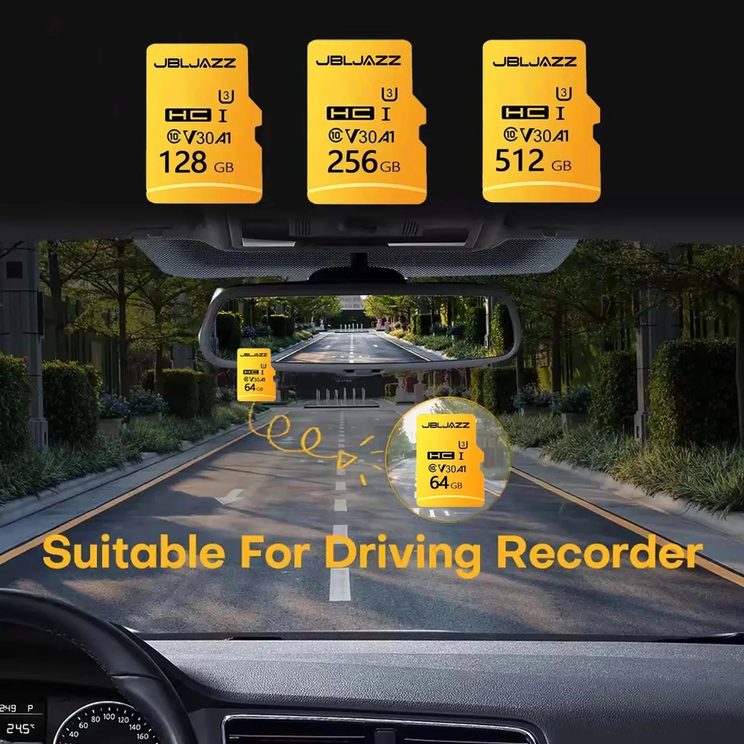High Speed Micro TF SD Card 128GB 256GB Class 10 U3 V30 Up to 100MB/s for Camera Drone Driving Recorder Waterproof Memory Card Pi-Mart