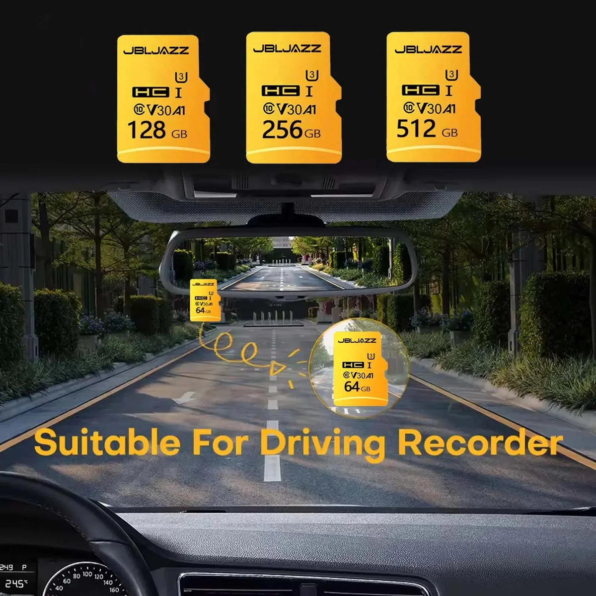 High Speed Micro TF SD Card 128GB 256GB Class 10 U3 V30 Up to 100MB/s for Camera Drone Driving Recorder Waterproof Memory Card Pi-Mart