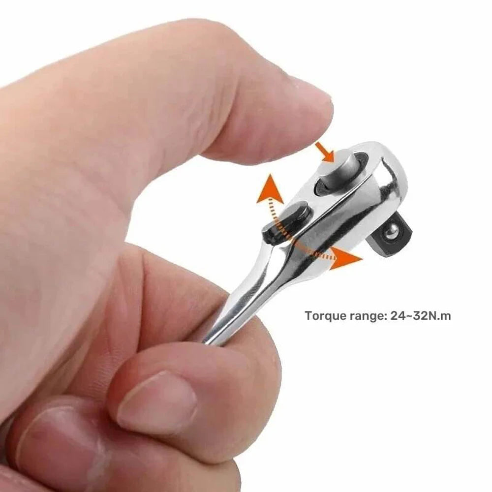 Mini Double Headed Ratchet Wrench 1/4 Inch Drive Socket Screwdriver Bit Driver Quick Release Ratchet Wrench Hand Tools Pi-Mart