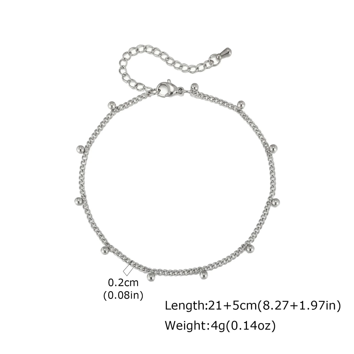 Silver Color Anklet Bracelets for Women Waterproof, Stainless Steel Layered Cuban Chain Herringbone Anklets Summer Beach Gift Pi-Mart