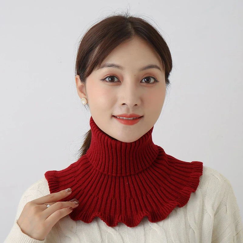 Warm Knitted Fake Collar Women Thicken Turtleneck Ruffles False Collars Detachable Neck Guard Winter Windproof Fake Collar Pi-Mart