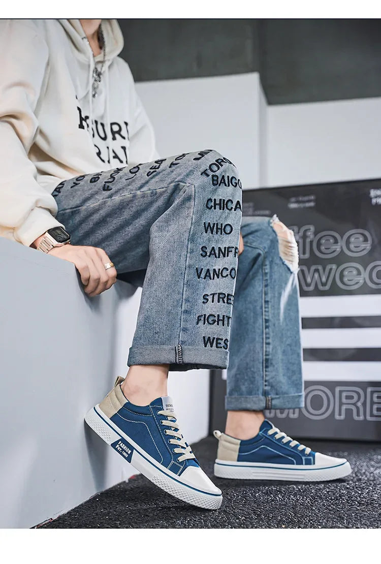 2026 New Summer Men's Breathable Versatile Skateboarding Shoes Men's Soft Bottom Casual Sports Trend Fashion Canvas Shoes 48size Pi-Mart