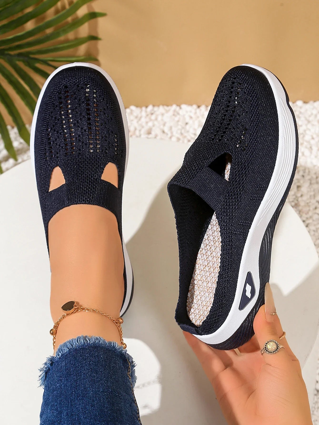 Women Shoes Convenient and Comfortable at Home, One Foot with a Vent and Half Slipper Women's Summer Shoes LadyShow.Store