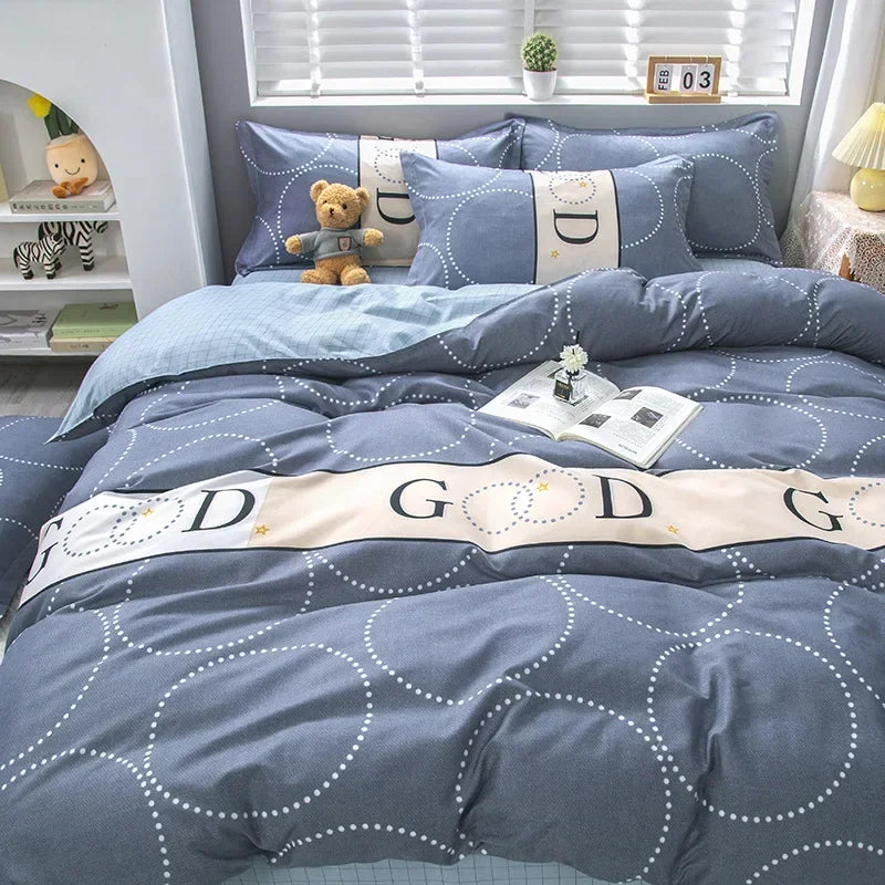 Lovely Cartoon King Size Duvet Cover Set 220x240 Skin Friendly Double Bed Quilt Cover Blanket Comforter Cover and Pillowcase Pi-Mart