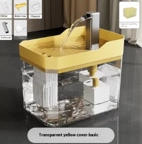 Clear Pet Water Fountain for Cats with Circulating Pump, Self-Cleaning Filter, and Overheat Safety Pi-Mart