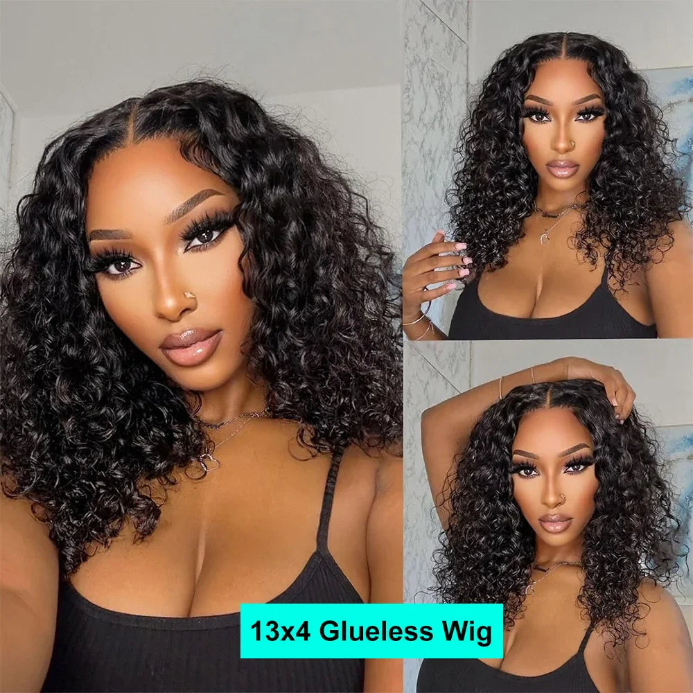 Curly Deep Bob Wigs For Women 13x4 Glueless Pre Cut Human Hair Wig Ready To Go Human Hair Wigs No Glue Remy Human Wig For Women LadyShow.Store