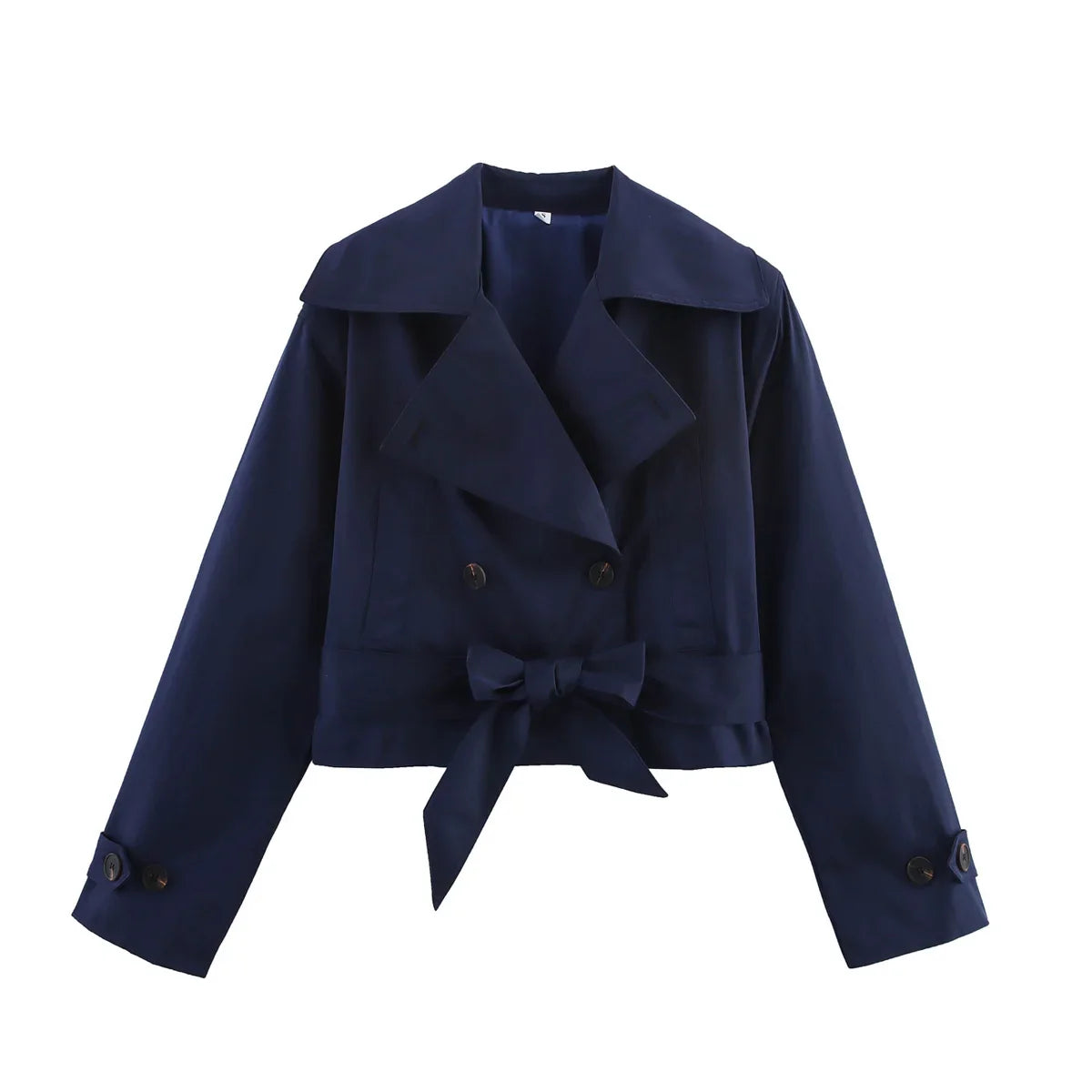 SLTNX 2026 New Women's British Wind Trench Coat Style Double-breasted Long Sleeve Belt Lapel Jacket Short Coat LadyShow.Store