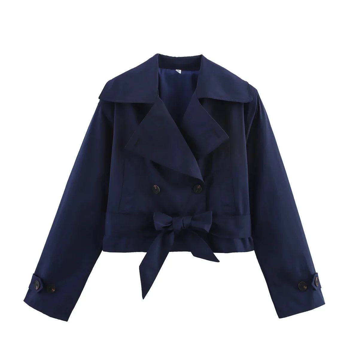 SLTNX 2026 New Women's British Wind Trench Coat Style Double-breasted Long Sleeve Belt Lapel Jacket Short Coat LadyShow.Store