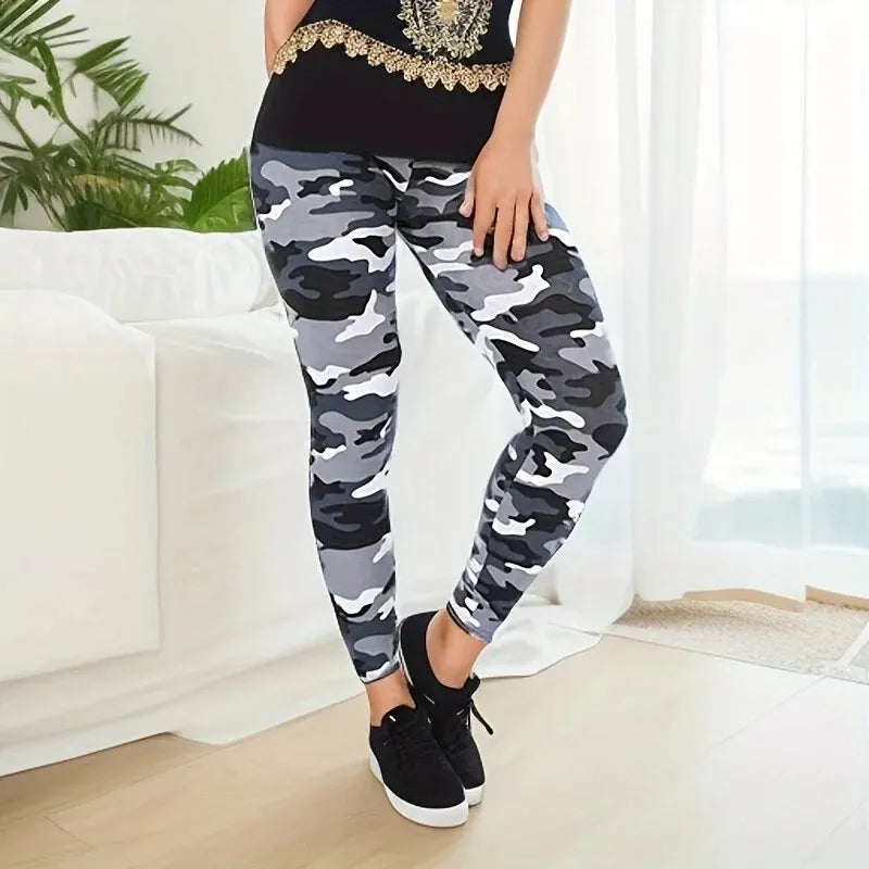 Camouflage Printed White Gray Sexy Women's Leggings Sports Jacket Tight Pants High Elasticity Slim Fit Tight Pants LadyShow.Store