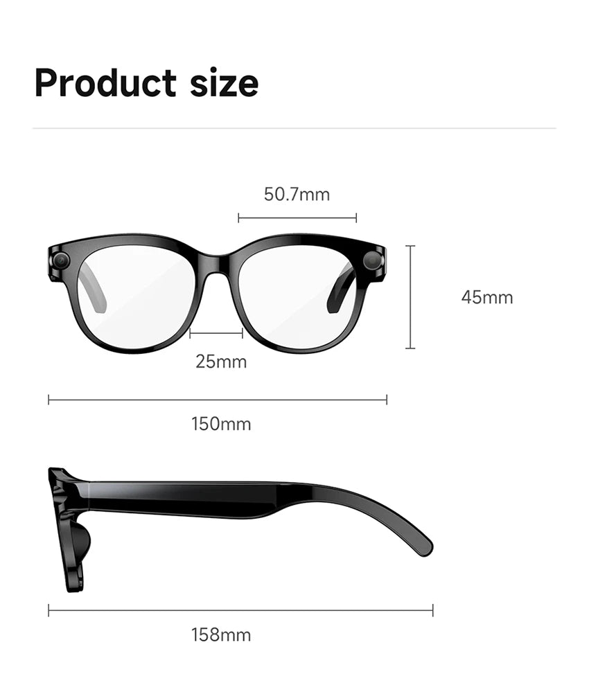 Lenovo 2026 New 8K AI Translation AI Smart Glasses Bluetooth Calling Music Player Camera Control Anti Blue Light Sunglasses Pi-Mart
