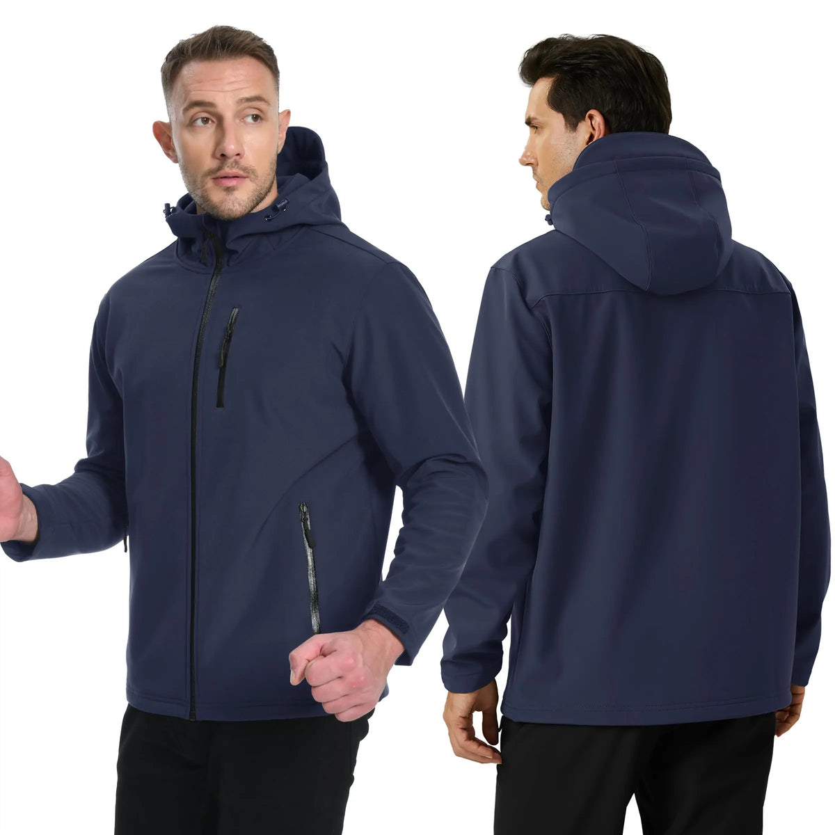 TACVASEN Hooded Softshell Jacket Mens Waterproof Rain Jacket Fleece Lined Work Jacket Outdoor Trekking Hiking Windbreaker Male Pi-Mart