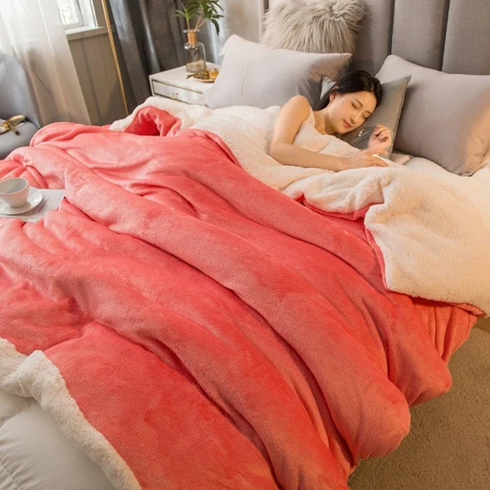 Wool Throw Blanket Keep Warm Winter Bed Blankets Double Sided Queen Duvet Cover Camping Double Bed Cover Bedspread On The Bed Pi-Mart