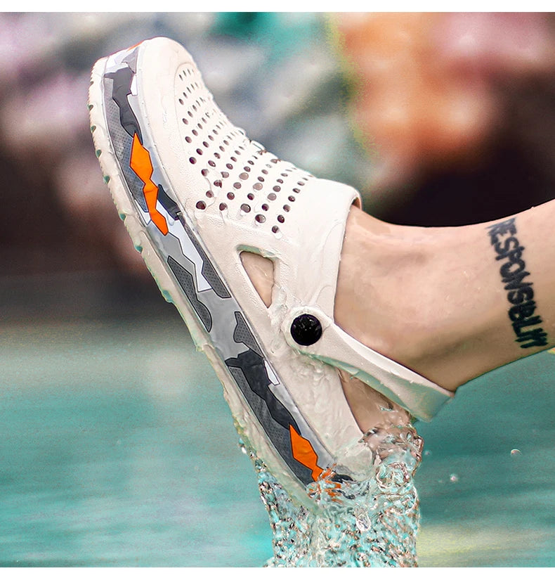 Men's summer casual hole shoes non slip lightweight breathable Two wearing men's sandals fashion comfort beach shoes slippers Pi-Mart
