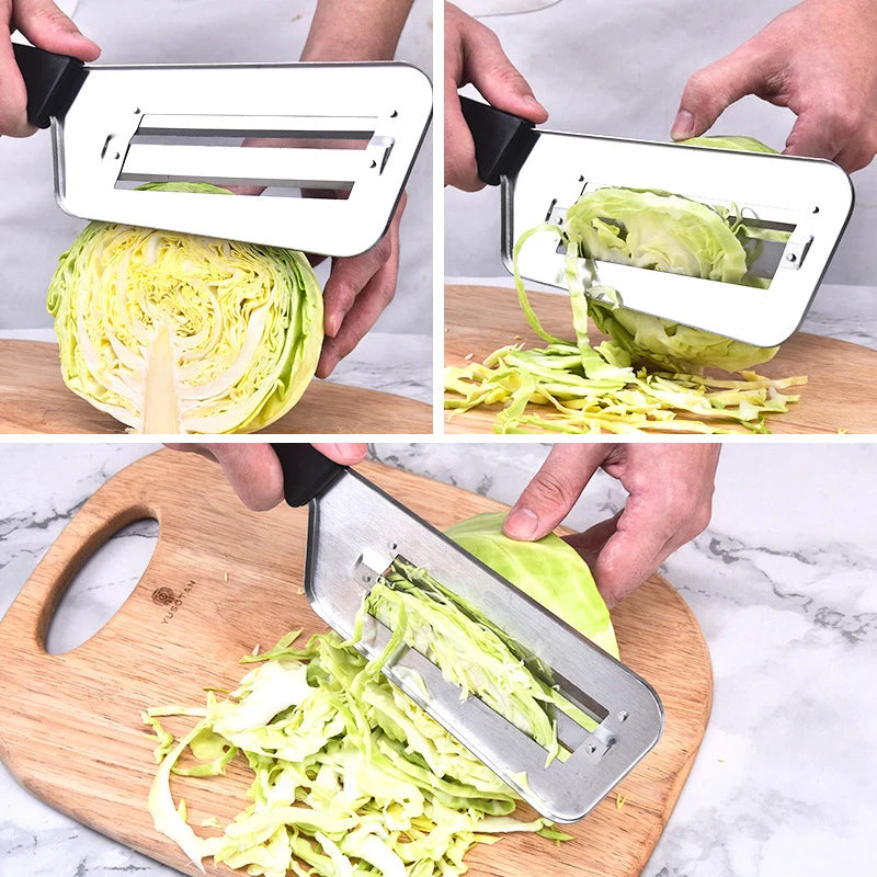 Stainless Steel Cabbage Shredder Slicer with Dual Blades, Handheld Vegetable Shredding Tool for  Salad Making Kitchen Pi-Mart
