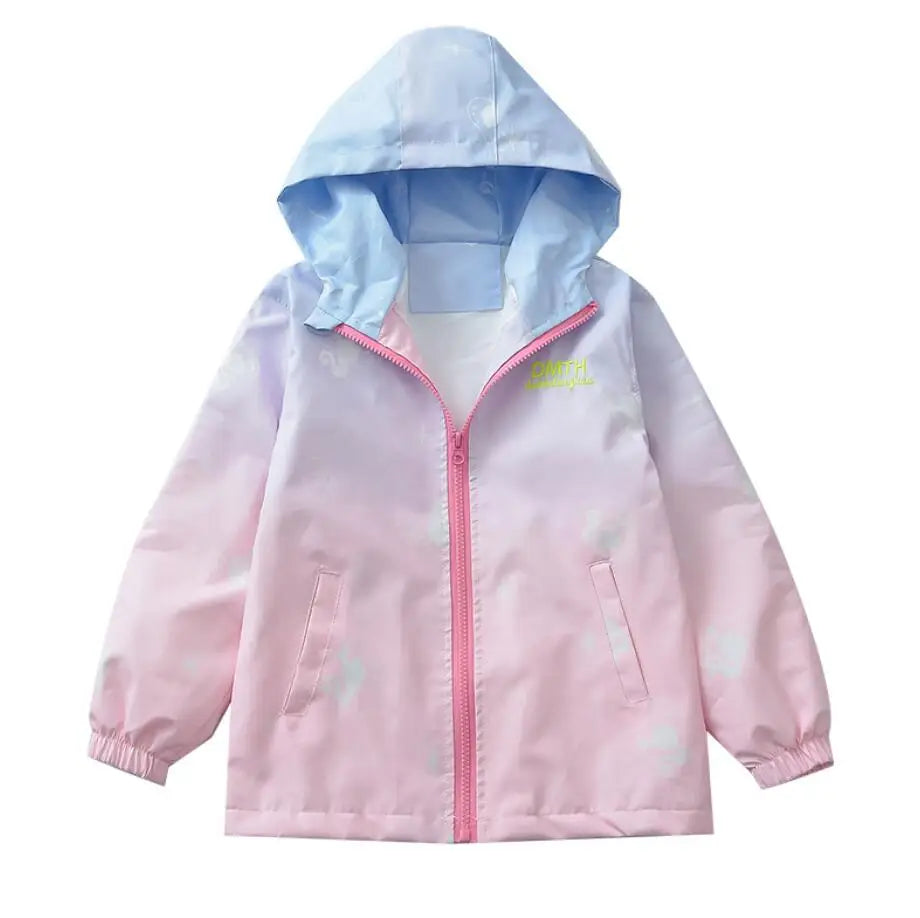 Korean Fashion Jacket For Girls Teenager Casual Gradient Hooded Coat Boys Blazer Spring Autumn Windproof Sweet Coats Windbreaker Pi-Mart