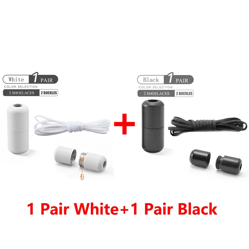 Elastic No Tie Shoelaces Semicircle Shoe Laces For Kids and Adult Sneakers Shoelace Quick Lazy Metal Lock Laces Shoe Strings Pi-Mart