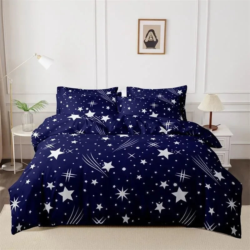 3pcs Printed Brushed Duvet Cover Pillowcase Three Piece Set High Quality Skin Friendly Fabric Bedding Cover (without Bed Sheet) Pi-Mart
