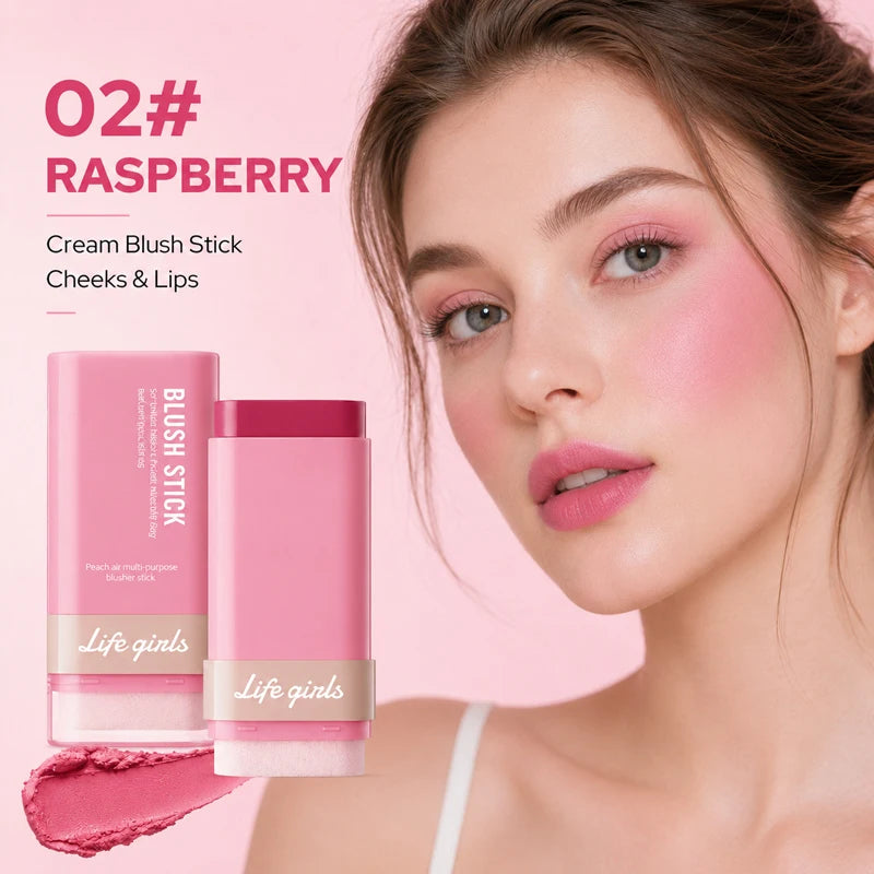 3-in-1 Cream Blush Stick Cheeks Lips Eyes, Long Lasting Waterproof Blendable Dewy Glow Makeup Stick for All Skin Tones Pi-Mart