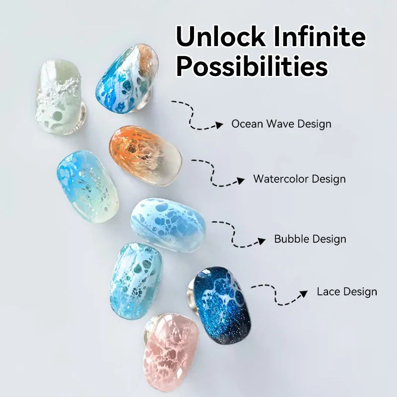 BORN PRETTY 10ml Ocean Wave Watercolor Liquid Gel Polish Stroke White Watercolor 3 Seconds Spread Lace Hollow Gradient Nail Art Tri Light Beauty