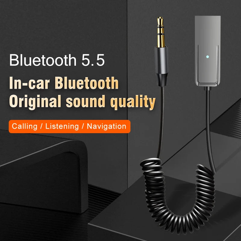 Wireless Bluetooth 5.4 Audio Receiver Dongle USB To 3.5mm Aux Jack Car Audio Handsfree Kit For Car Receiver BT Transmit With Mic Pi-Mart
