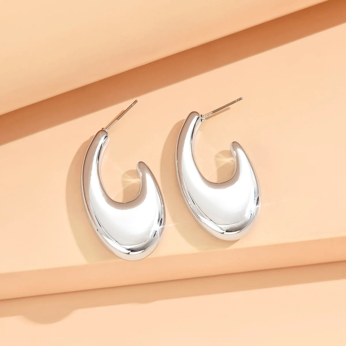 серьги Geometric Irregular Metallic Color Earrings for Women 2024 Minimalist Style Personality Earrings Trendy Jewelry Gift Pi-Mart