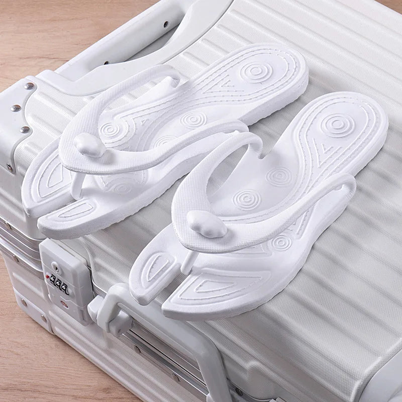 Folding Slippers Trip Travel Portable Slides Women Men Light Home Hotel Salon Homestay Guest Use Sandals Bathing Beach Shoes LadyShow.Store