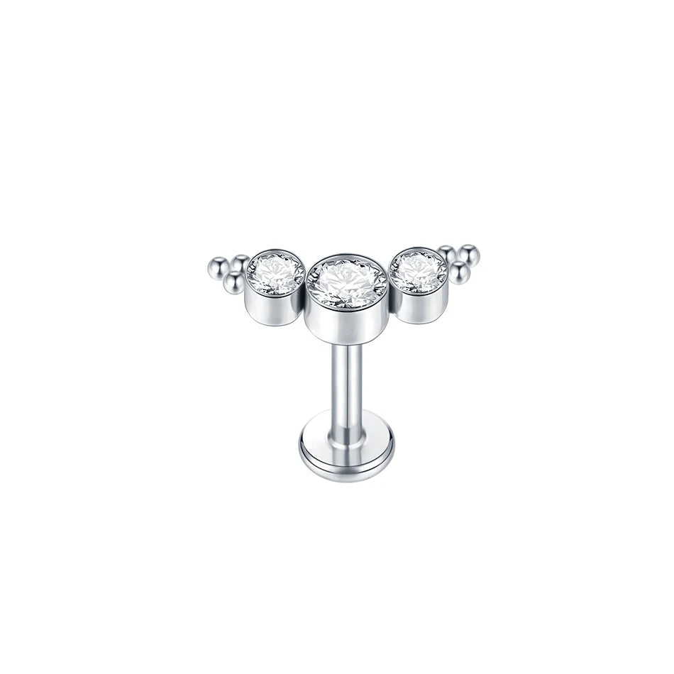 1Pc G23 Titanium Cartilage Stud Earrings for Women Lip Stud Labret Piercing Helix Daith Piercing Body Jewelry Pi-Mart