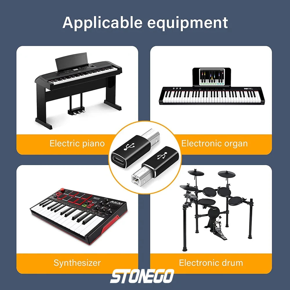 STONEGO Multifunctional Aluminum Alloy Type-C to USB Converter for Electronic Musical Instrument, Laptop, Printer Pi-Mart