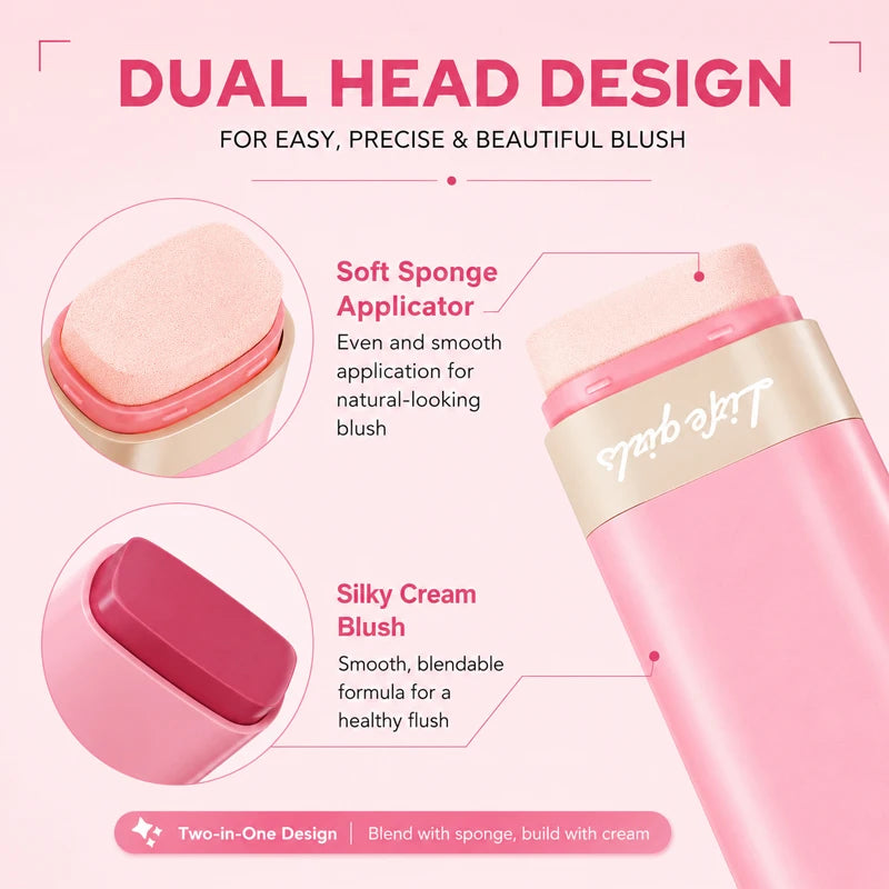 3-in-1 Cream Blush Stick Cheeks Lips Eyes, Long Lasting Waterproof Blendable Dewy Glow Makeup Stick for All Skin Tones Pi-Mart