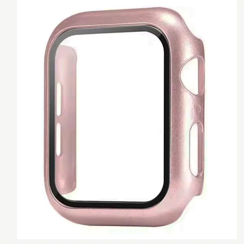 Tempered Glass+Case For Apple Watch 38-40mm 41mm 42mm 44mm 45mm 46mm Screen Protector Protective Cover iWatch 11 10 8 7 9 6 SE 5 LadyShow.Store