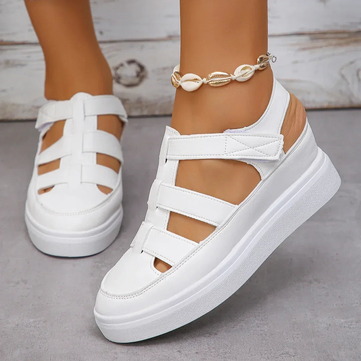 Women Sandals New Summer Wedges Heels Platform Sandals Women Hollow Out Gladiator Sandals Breathable Thick Sole Shoes for Women LadyShow.Store
