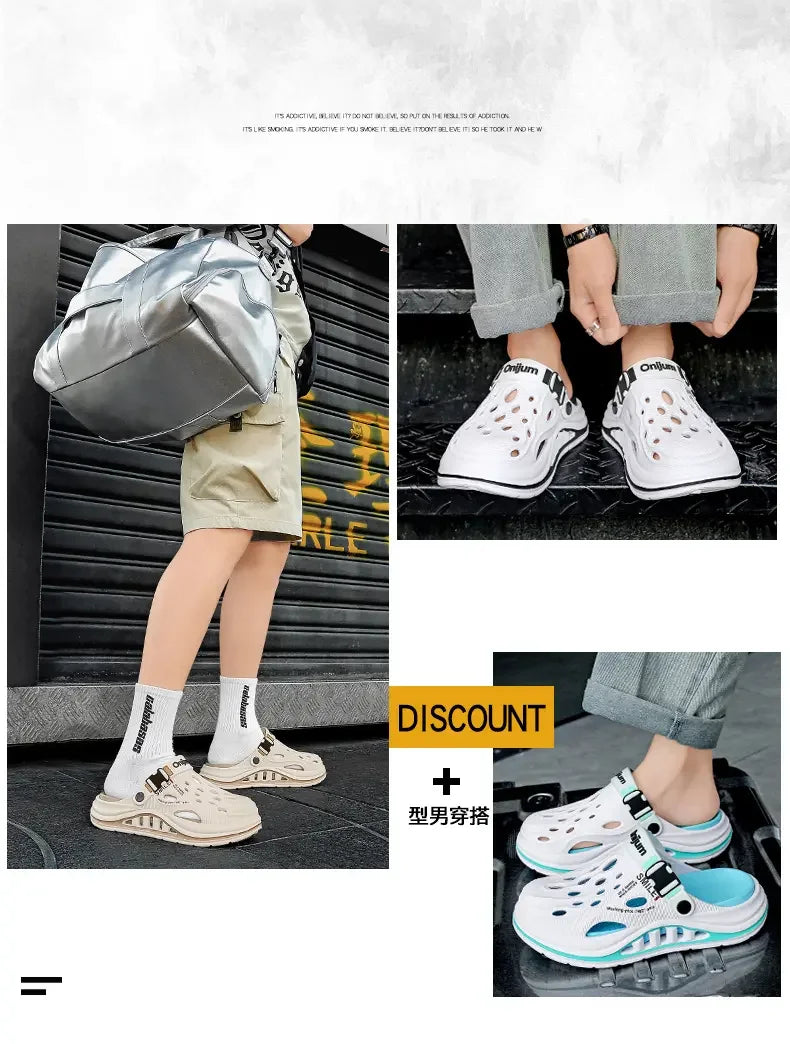 2026 New Men's Holes oes Summer Thi Bot Anti-Slip Driving Beach Slippers Spor Casual EVA Injection Moulding Footwear Pi-Mart