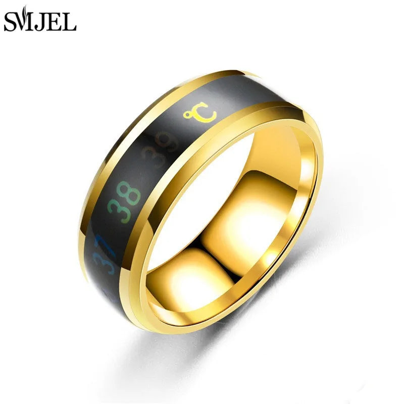 Smart Sensor Body Temperature Ring Man Women Multifunctional Stainless Steel Display Real-time Temperature Test Finger Rings Pi-Mart