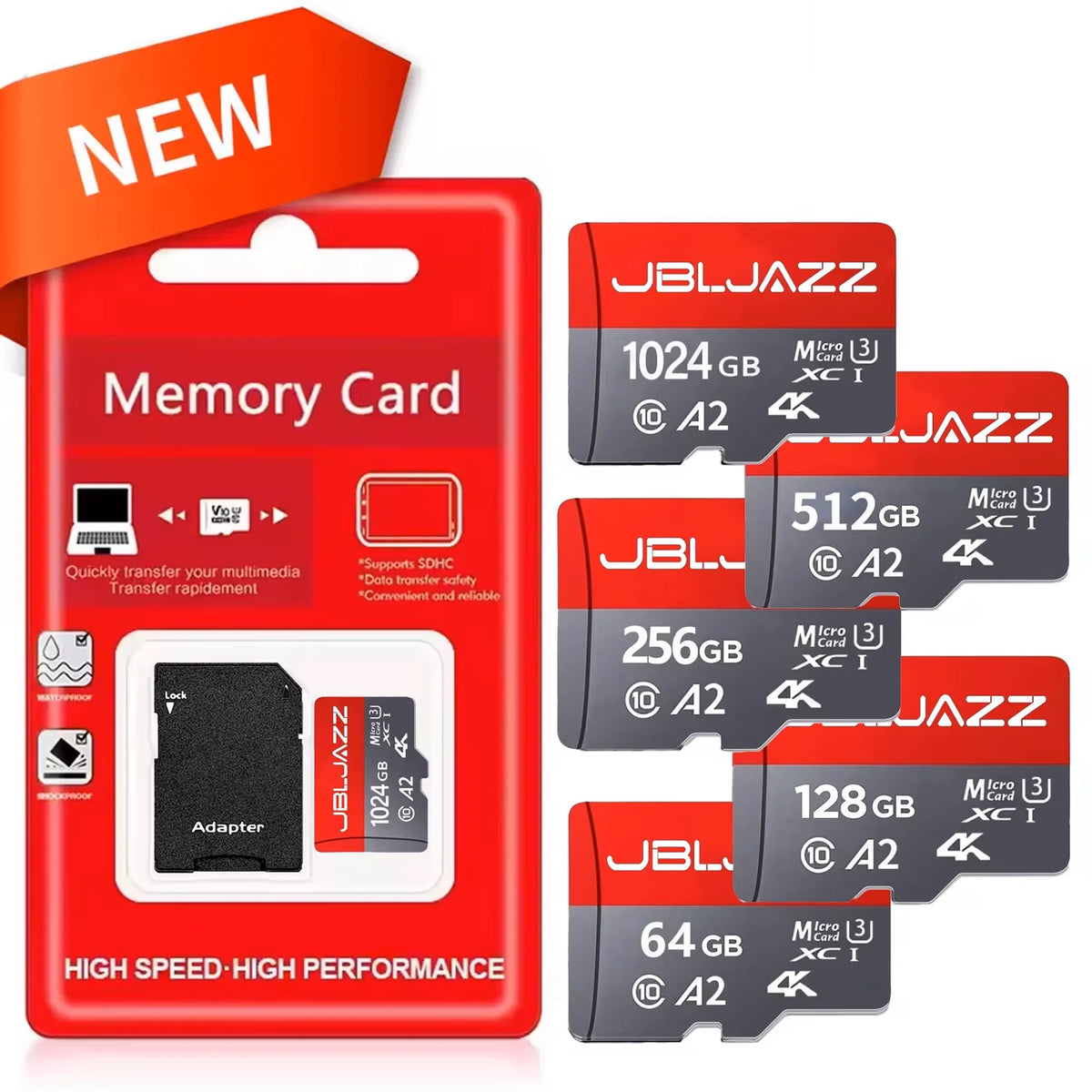 Class 10 Micro TF SD Card 256GB 512GB 64GB Memory Card High Speed Flash A2 Mini TF SD Card for Smartphone Camera Flash Storage Pi-Mart