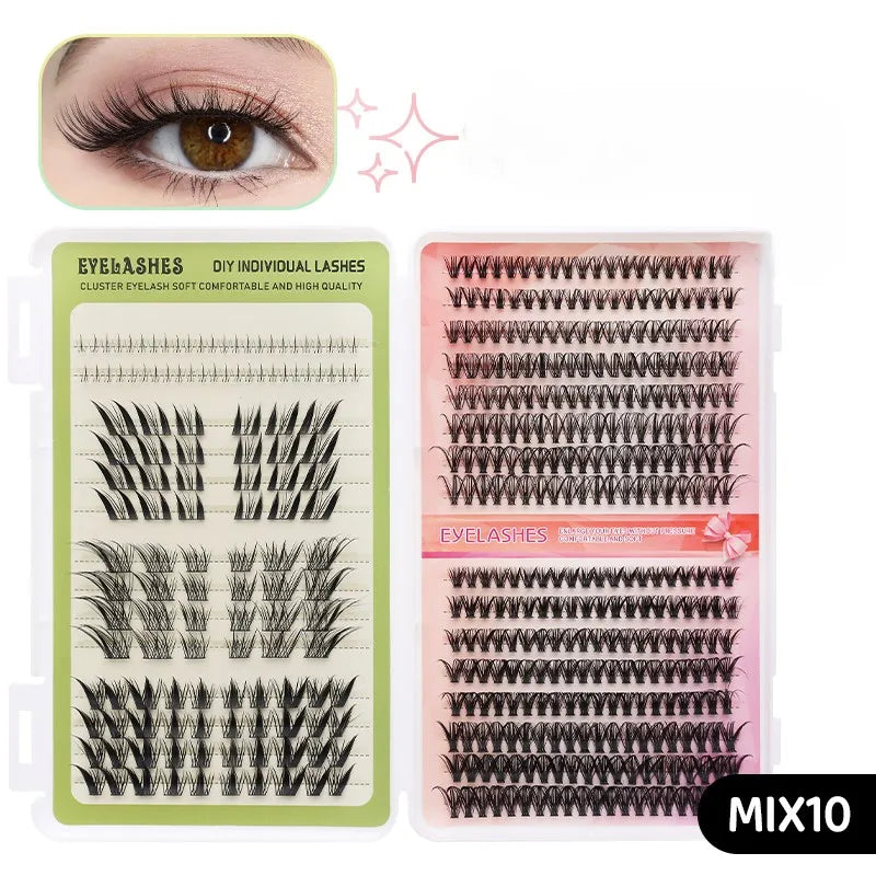 DINGSEN Eyelash Clusters Book Large Capacity Volume Individual Lashes Book Natural Long DIY Cluster Eyelash Extensions Makeup Pi-Mart