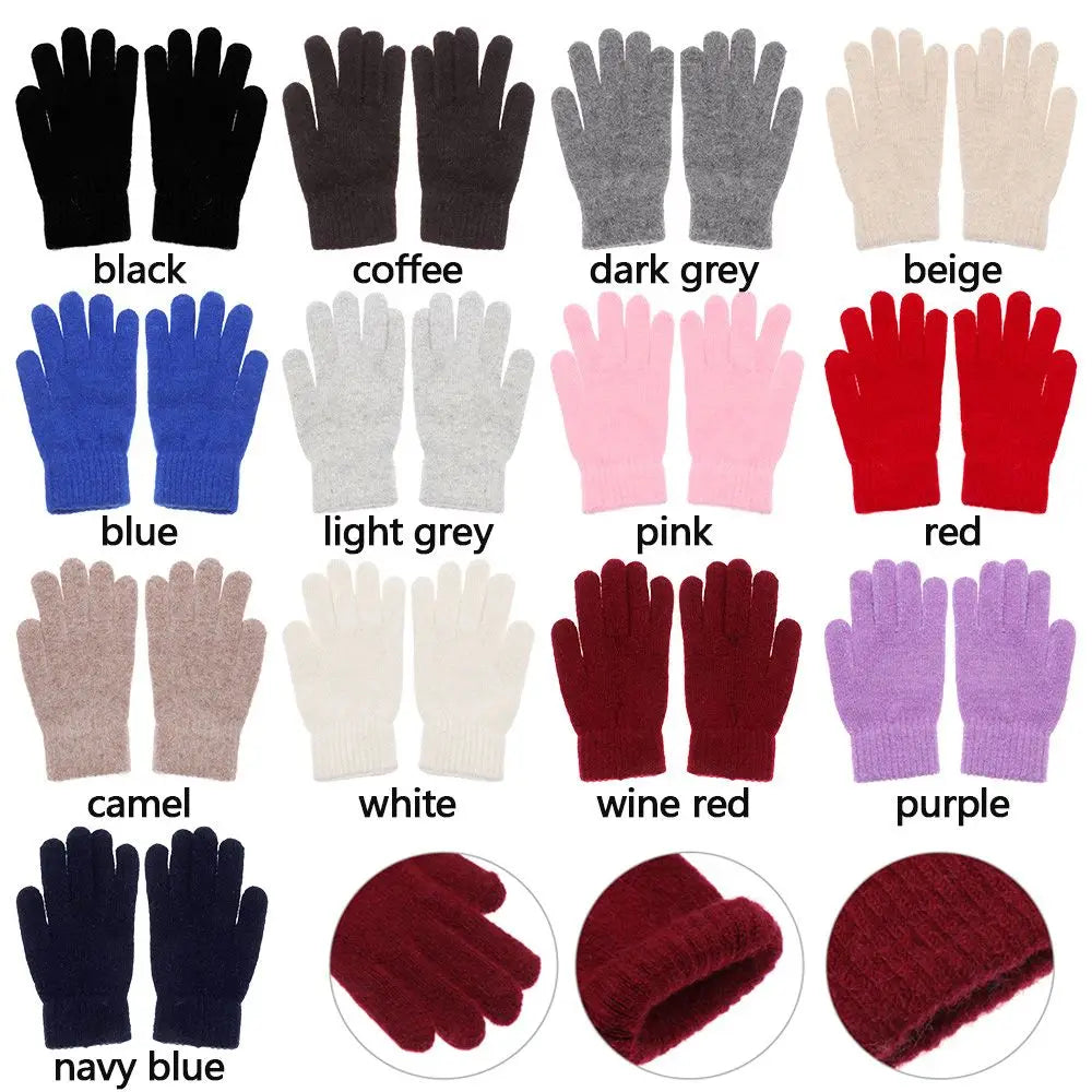 Fashion Elastic Outdoor Warm Thick Winter Gloves Mittens Full Finger Gloves Pi-Mart