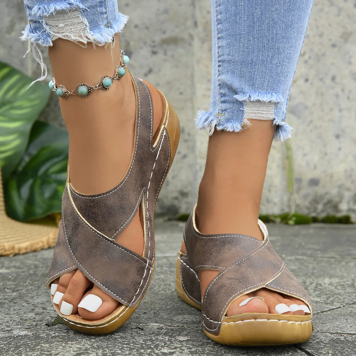 2025 Platform Wedge Sandals for Women Summer Leisure Comfortable Non Slip Thick Bottom Beach Shoes Sandalias Mujer Plus Size 43 Pi-Mart