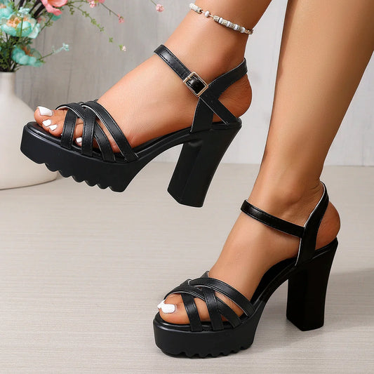 Vintage Rivet Decor Wedge Sandals for Women 2026 Summer High Heels Platform Sandals Woman Plus Size 43 Ankle Buckle Beach Shoes LadyShow.Store