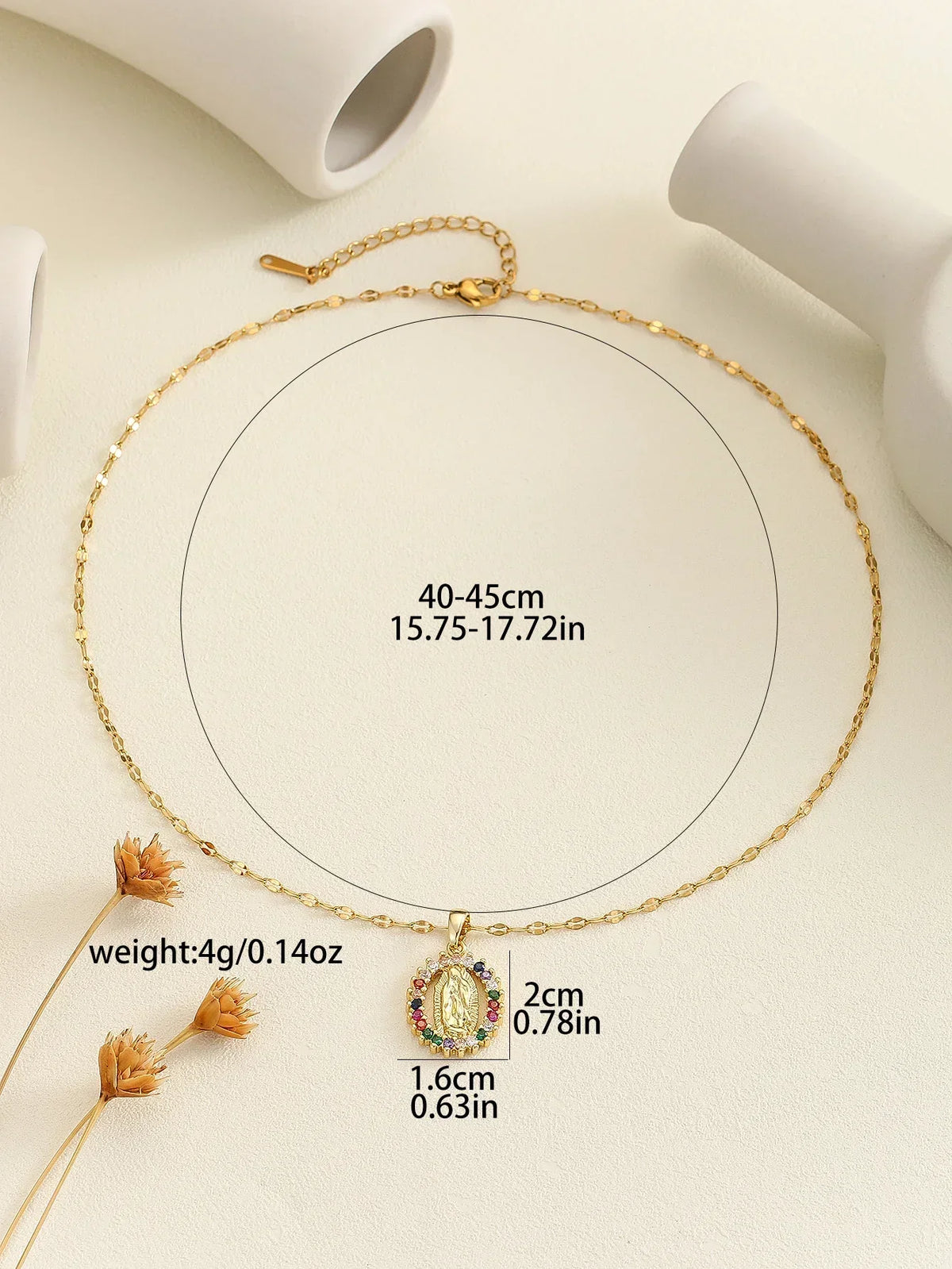 European and American Fashion and Gorgeous Women's All Sky Star Micro Inlaid Colorful Zircon Virgin Mary Hollow Necklace Pi-Mart