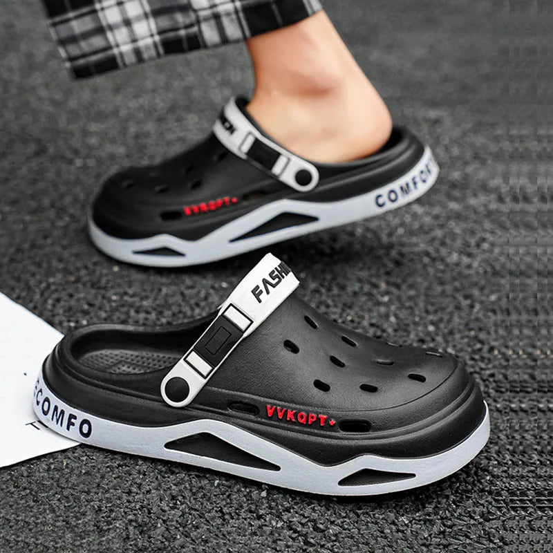New fashion sandals Men's EVA casual comfortable hole garden shoes outdoor men's beach sandals indoor home unisex slippers Pi-Mart