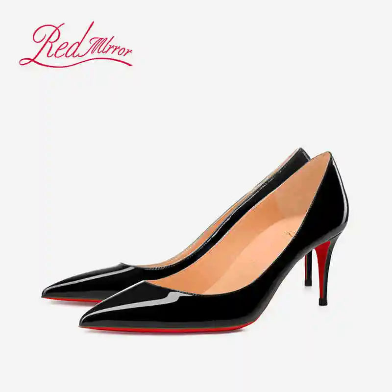 Women Heels Naked Color Women's Elegant High Heel Luxury Black Shoes Woman 2026 Red Shiny Bottoms Pointed Toe Party Ladies Women Pi-Mart