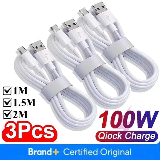 6A 100W Type C Fast Charging Cable Phone Charger USB C Data Cord For Huawei Mate 40 50 Honor Xiaomi Samsung Quick Charge Cable Pi-Mart