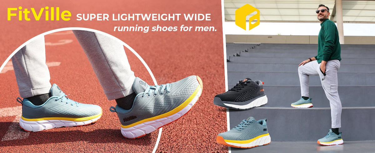 FitVille Wide Toe Box Shoes for Men Cushioned Well Extra Wide Width Shoes Non Slip Wide Lightweight Breathable Running Shoes Pi-Mart