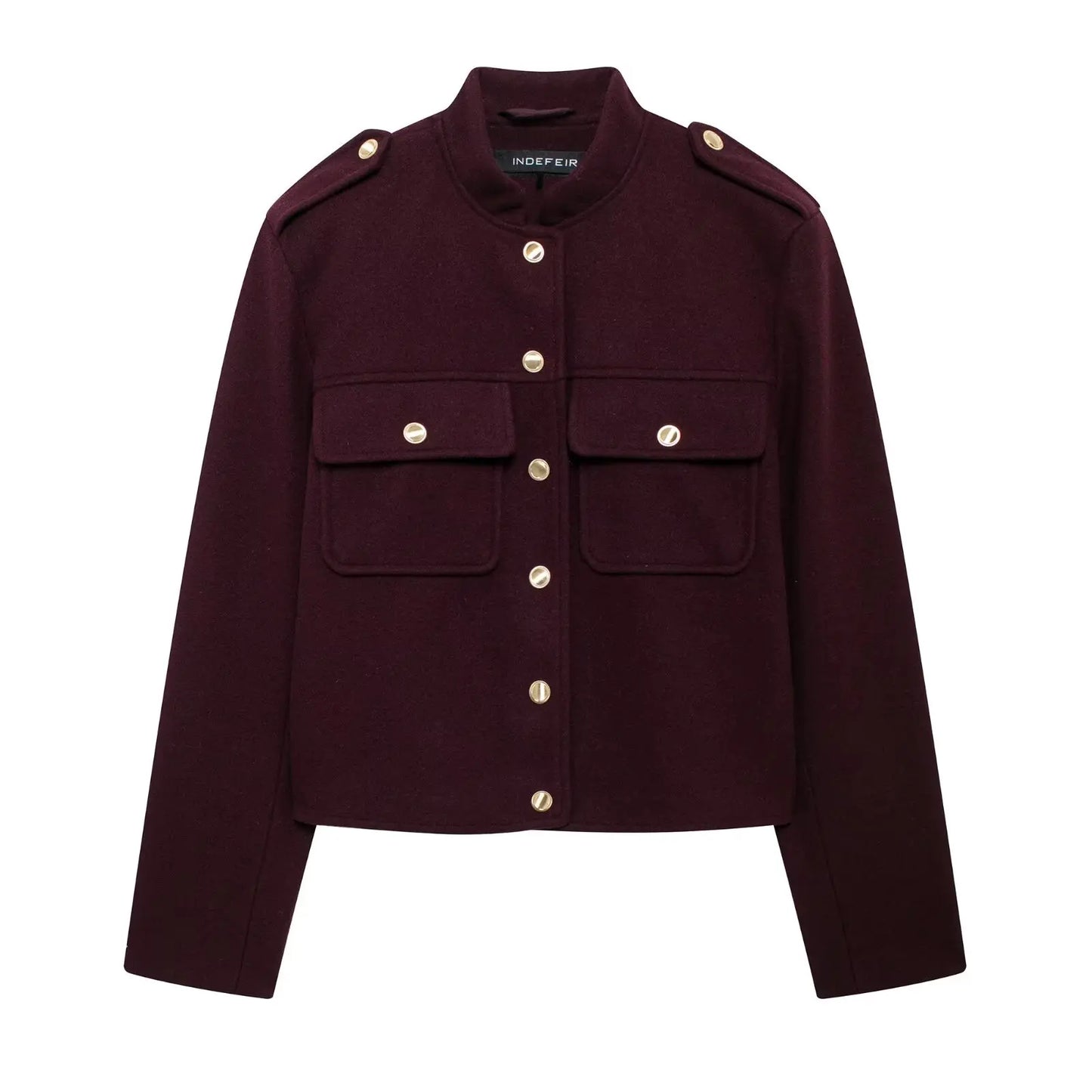 HH 2024 Fashion Women Soft Tweed Bomber Jacket O-Neck Long Sleeve Pockets Buttons Loose Woolen Coat Female Streetwear LadyShow.Store